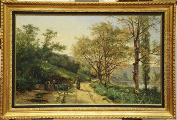 Lavandieres Oil Painting by Marie-Victor-Emile Isenbart