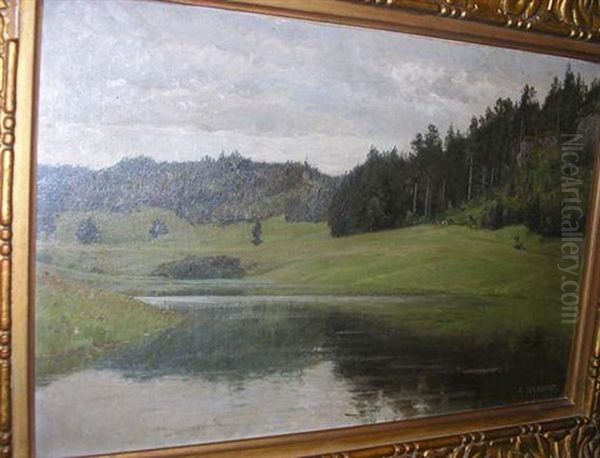 Lac De Montagne Oil Painting by Marie-Victor-Emile Isenbart