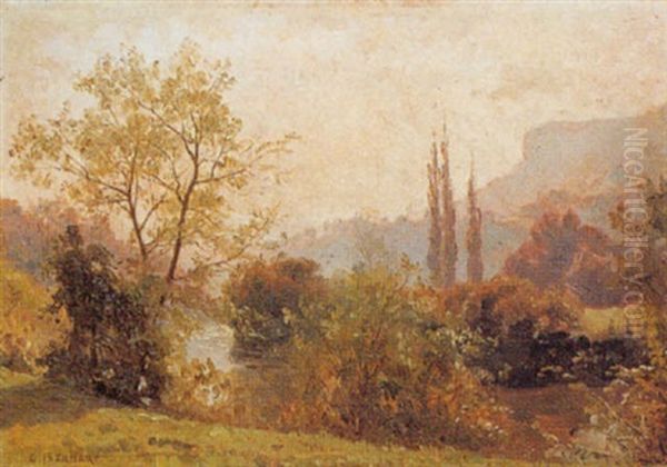 Riviere Dans Le Doubs Oil Painting by Marie-Victor-Emile Isenbart