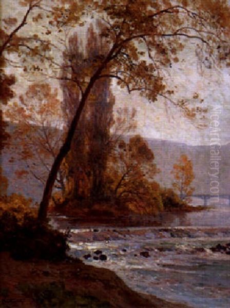 Petite Cascade Sur Le Doubs Oil Painting by Marie-Victor-Emile Isenbart