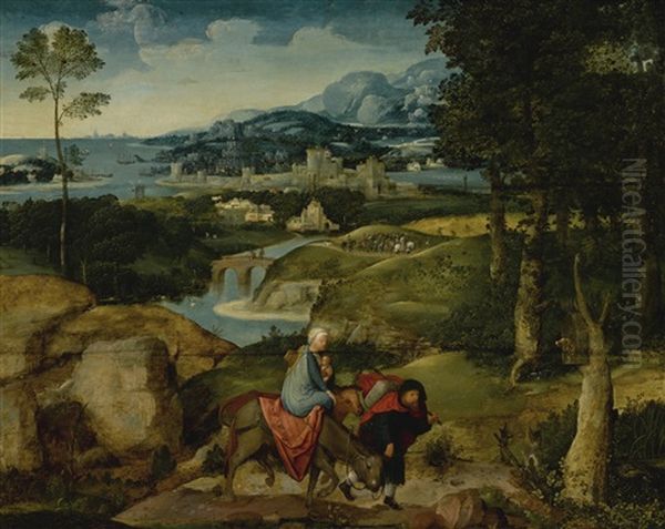 The Flight Into Egypt Oil Painting by Adriaen Isenbrant