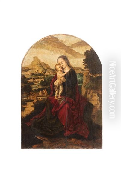 Madonna Mit Kind In Hugeliger Landschaft Oil Painting by Adriaen Isenbrant