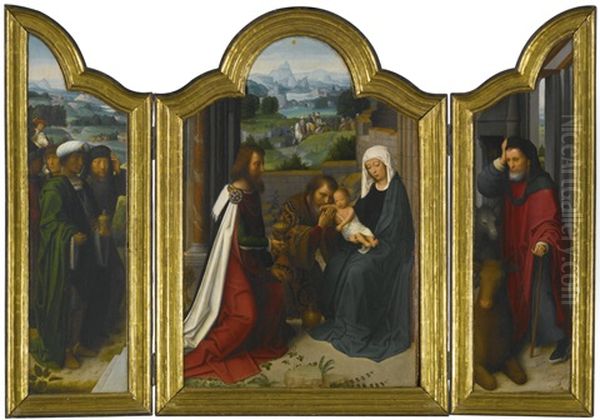 A Triptych: The Adoration Of The Magi Oil Painting by Adriaen Isenbrant