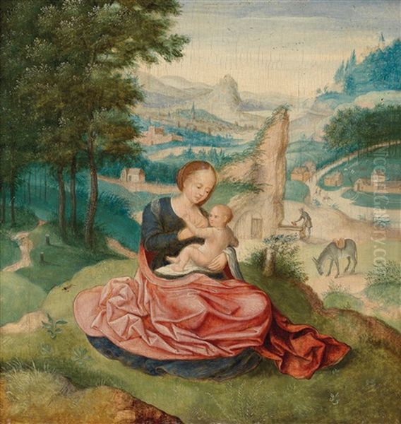 The Rest Of The Holy Family On The Flight Into Egypt Oil Painting by Adriaen Isenbrant