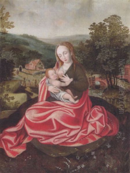 Madonna Mit Kind In Einer Landschaft Oil Painting by Adriaen Isenbrant