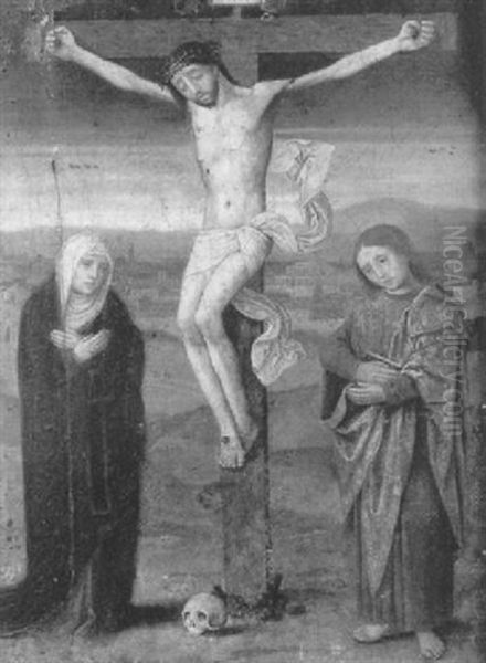 La Crucifixion Entre La Vierge Et Saint Jean-baptiste Oil Painting by Adriaen Isenbrant