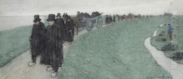 Procession On A Dutch Road Oil Painting by Charles William Bartlett