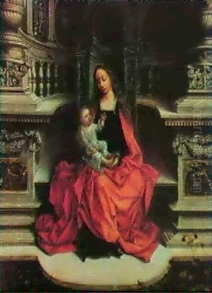 The Madonna And Child Enthroned Oil Painting by Adriaen Isenbrant