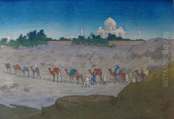 Taj Mahal From The Desert Oil Painting by Charles William Bartlett