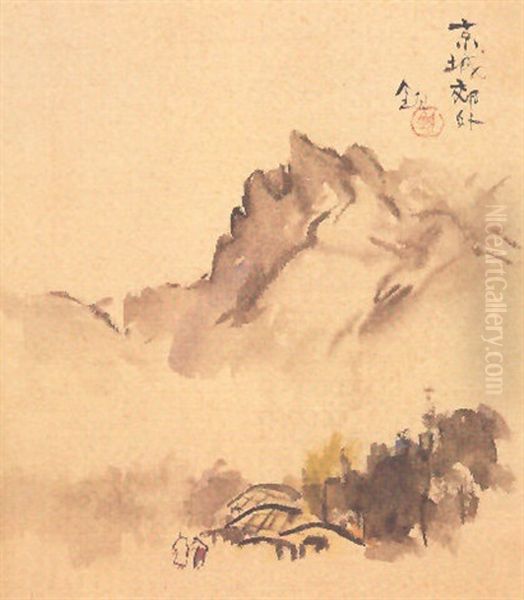 Landscape Near Peking Oil Painting by Kin'ichiro Ishikawa