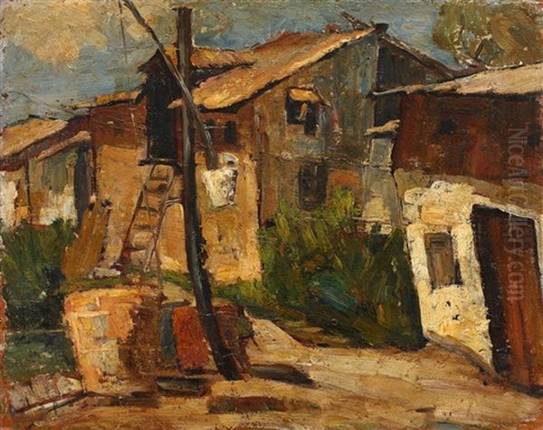 Village Edge Oil Painting by Ioan Th. Ispas