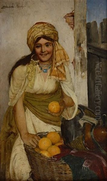 La Vendeuse D'oranges Oil Painting by Daniel Israel