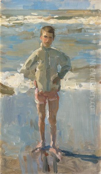 Young Boy On A Beach Oil Painting by Isaac Israels