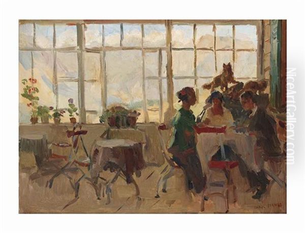 Dinner In A Pension In Pontresina, Switzerland Oil Painting by Isaac Israels