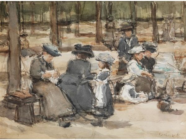 Gouvernanten Und Kinder Im Park (bois De Boulogne) Oil Painting by Isaac Israels