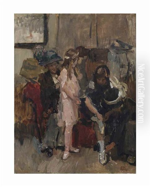 In The Dressing Room Of The Ballet School, London Oil Painting by Isaac Israels