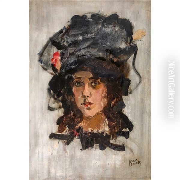 Jung Woman With Hat Oil Painting by Isaac Israels