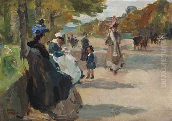 A Sunny Day At The Bois De Boulogne, Paris Oil Painting by Isaac Israels