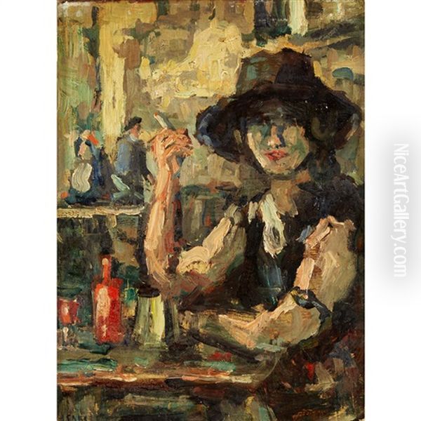 Seated Woman With Cigarette Oil Painting by Isaac Israels