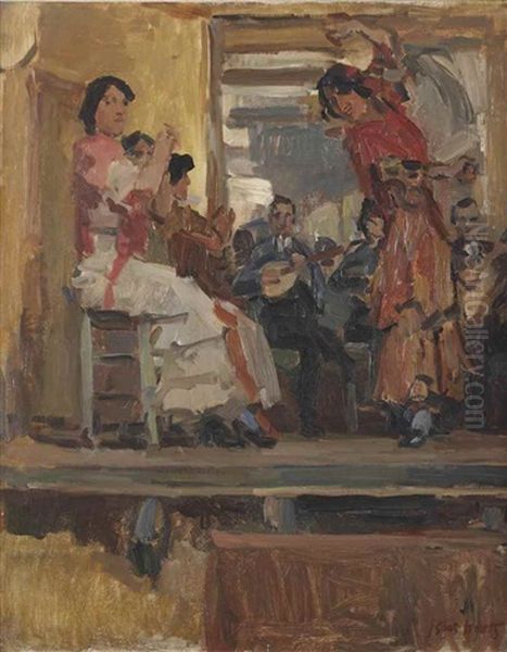 Cafe Chantant With The Dance Group La Feria, Paris Oil Painting by Isaac Israels