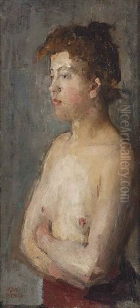 Young Girl Posing Oil Painting by Isaac Israels