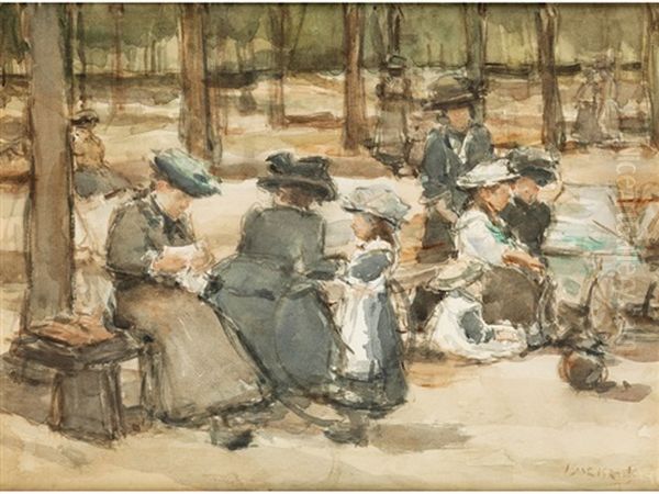 Gouvernanten Und Kinder Im Park (bois De Boulogne) Oil Painting by Isaac Israels