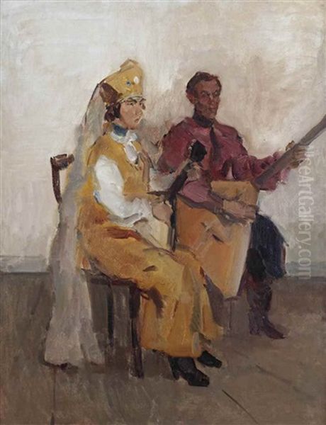 Balaleika Players Oil Painting by Isaac Israels