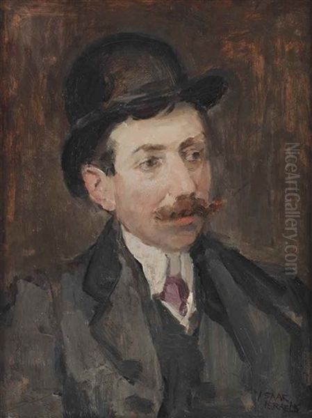 Portrait Of Mr. Hecht With A Bowler Hat by Isaac Israels