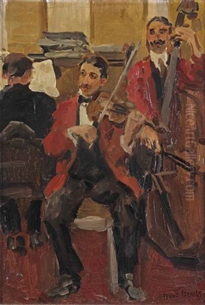 String Musicians At 'le Perroquet', Paris Oil Painting by Isaac Israels