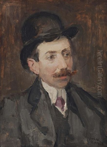 Portrait Of Mr. Hecht With A Bowler Hat by Isaac Israels