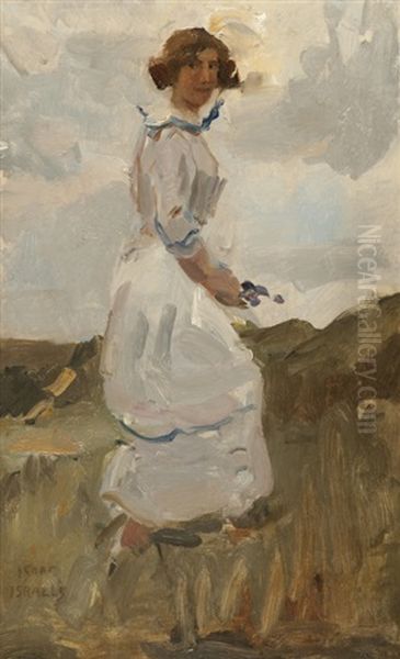 Bloemplukster In Duinpan Oil Painting by Isaac Israels