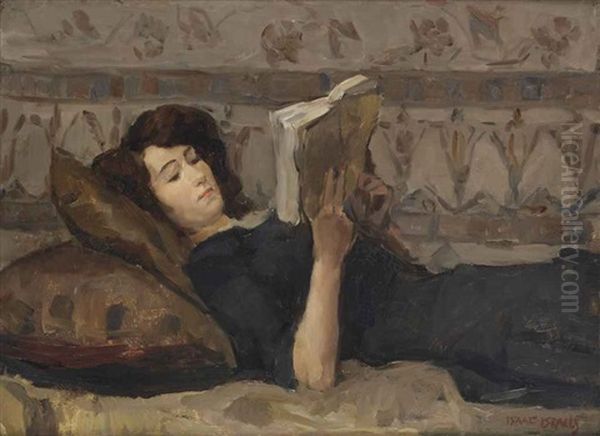 Girl Reading On A Sofa Oil Painting by Isaac Israels