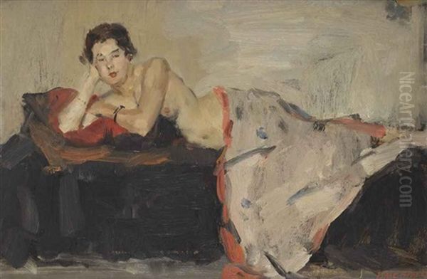 Reclining Nude, London Oil Painting by Isaac Israels