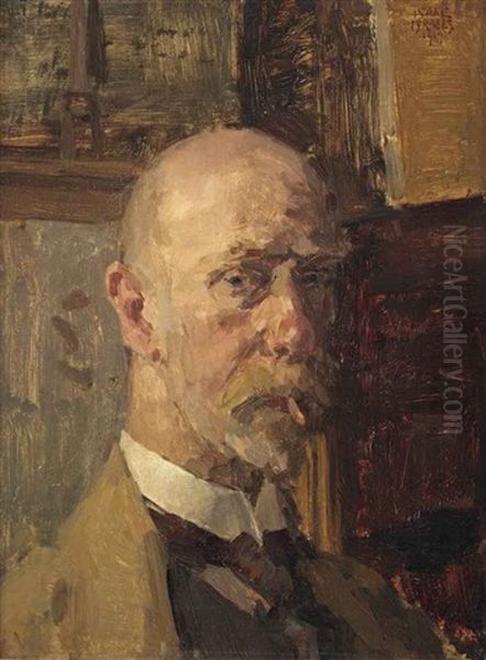 Self Portrait With Sigaret Oil Painting by Isaac Israels