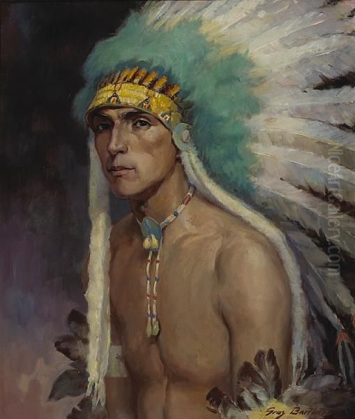 Double Shields, Blackfoot, Browning, Montana Oil Painting by Gray Bartlett