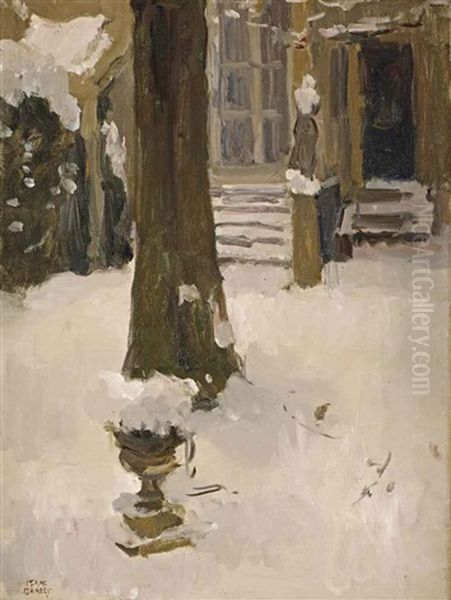 The Artist's Garden At The Koninginnegracht In Winter, The Hague Oil Painting by Isaac Israels