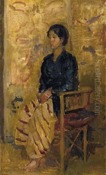 Portrait Of Seated Javanese Beauty Oil Painting by Isaac Israels