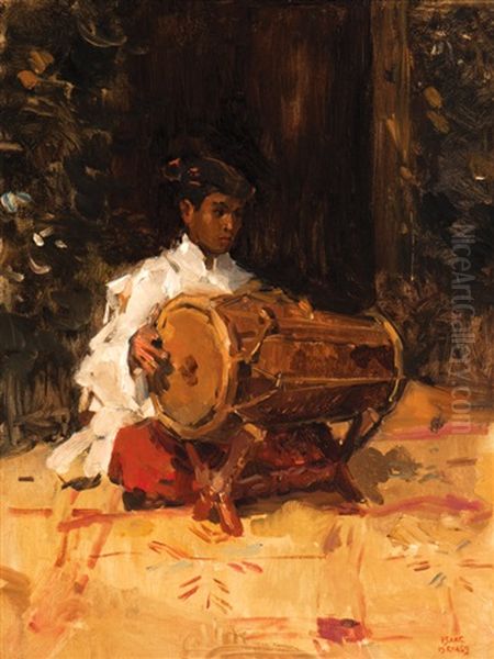 Kendang Player Oil Painting by Isaac Israels