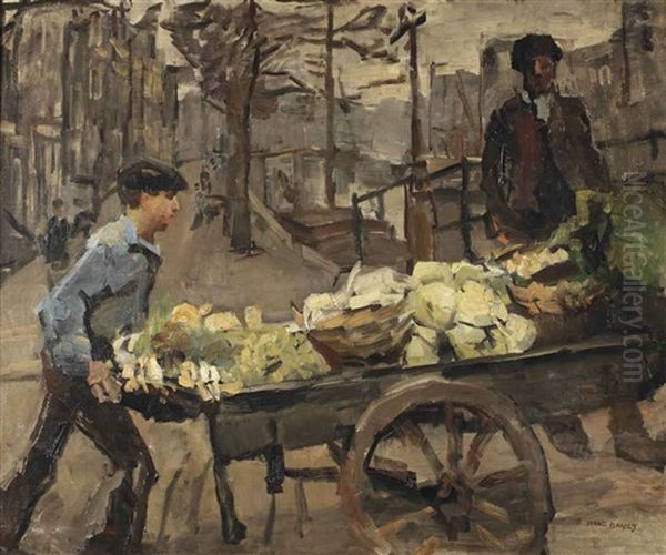 A Vegetable Seller On The Brouwersgracht, Amsterdam Oil Painting by Isaac Israels