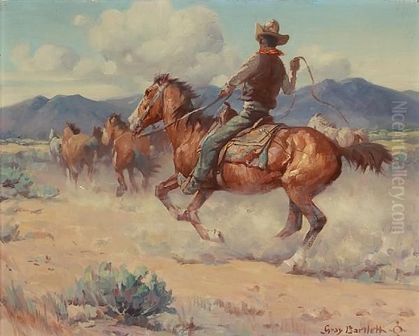 Herding Horses On The Range by Gray Bartlett