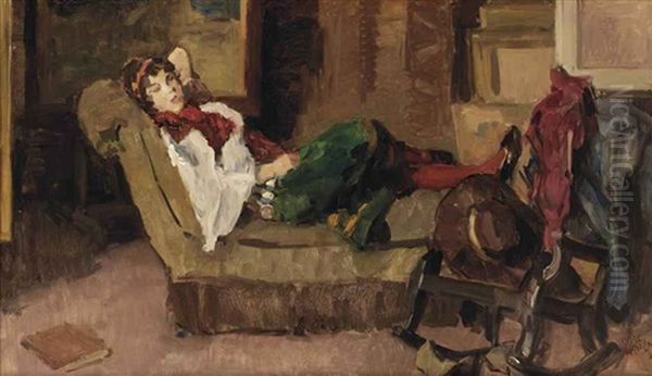 Girl On A Sofa Oil Painting by Isaac Israels