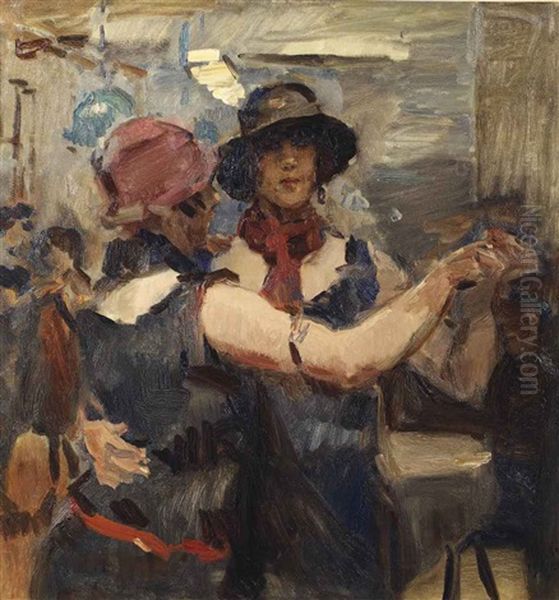 Women Dancing At A Cafe, The Hague Oil Painting by Isaac Israels