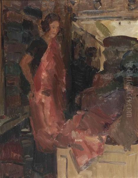 The Wijnman Fabric Store, The Hague Oil Painting by Isaac Israels