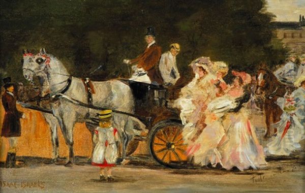 Figures On A Carriage Oil Painting by Isaac Israels