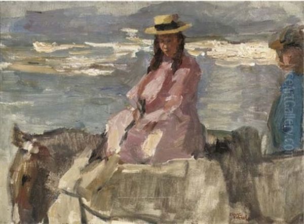 The Donkey Ride On The Beach Of Scheveningen Oil Painting by Isaac Israels