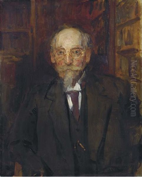 Portrait Of Professor S.r. Steinmetz In His Study Oil Painting by Isaac Israels