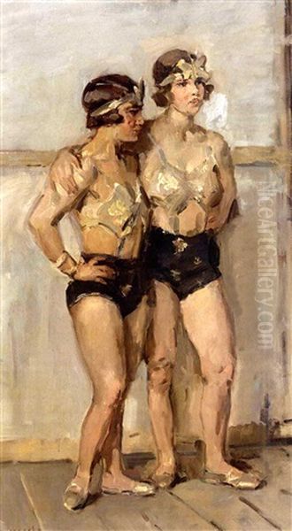 Two Acrobats Oil Painting by Isaac Israels