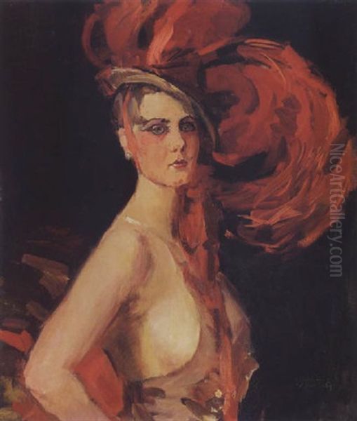 A Revue Girl (la Cocotte) At The Scala, The Hague Oil Painting by Isaac Israels