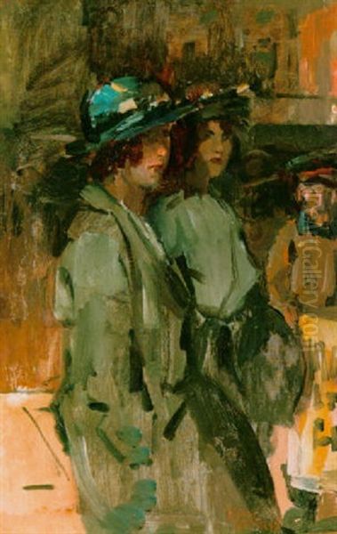 Cockney Girls Oil Painting by Isaac Israels