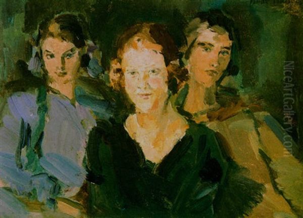 The Three Girls Schepers Oil Painting by Isaac Israels